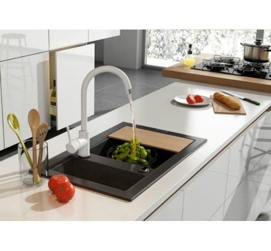 Змішувач для мийки Deante Milin білий з носиком U (BEV W62M)