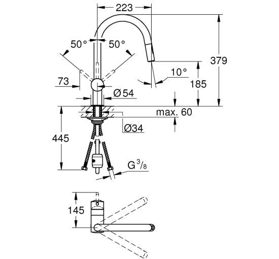 Змішувач для кухні з висувним виливом Grohe Minta 32321DC2