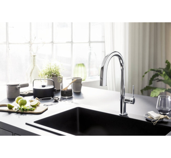 Змішувач Hansgrohe Aqittura M91 FilterSystem 210 1jet pull-out Sbox кухонний сет з Harmony (76800000) Chrome