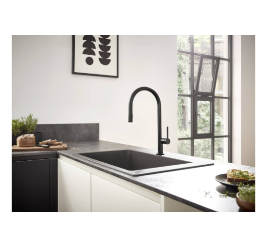 Смеситель Hansgrohe Talis 210 1jet кухонный с вытяжным изливом Matt Black (72802670)