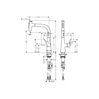 Змішувач Hansgrohe Metris Select 240 2jet кухонний з витяжним виливом (73822000)