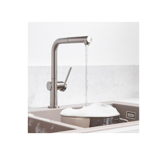 Смеситель Hansgrohe Talis M54 270 1jet кухонный с вытяжным изливом (72808800) Stainless Steel