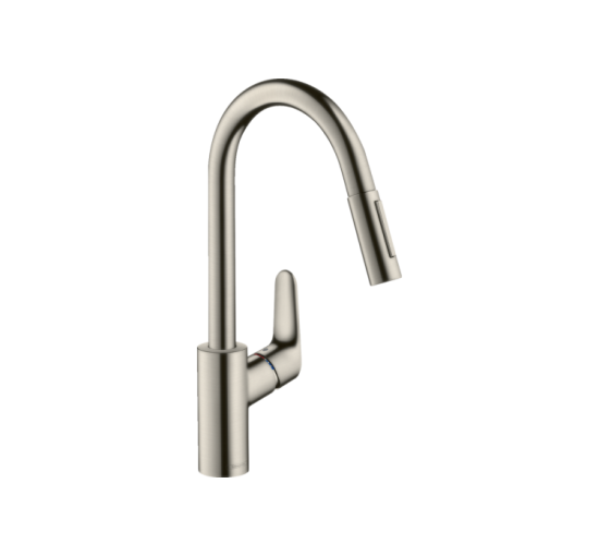 Смеситель Hansgrohe Focus 240 2jet для кухни с выдвижным изливом Stainless Steel (31815800)