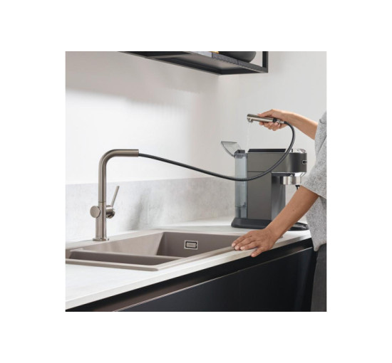 Смеситель Hansgrohe Talis M54 270 1jet кухонный с вытяжным изливом (72808800) Stainless Steel