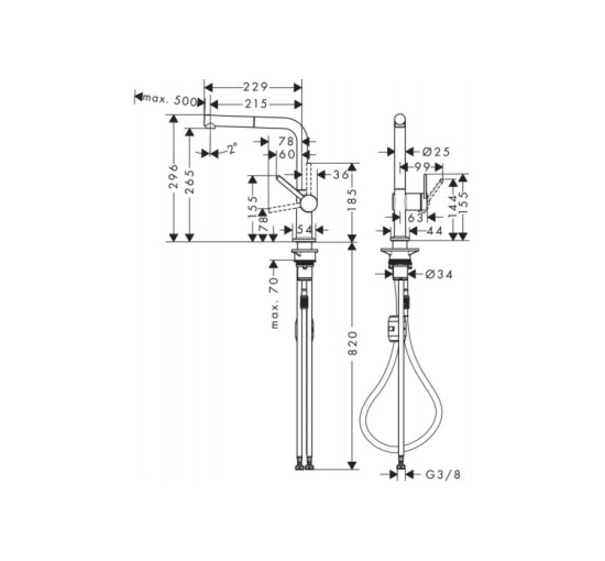Смеситель Hansgrohe Talis M54 270 1jet кухонный с вытяжным изливом (72808800) Stainless Steel