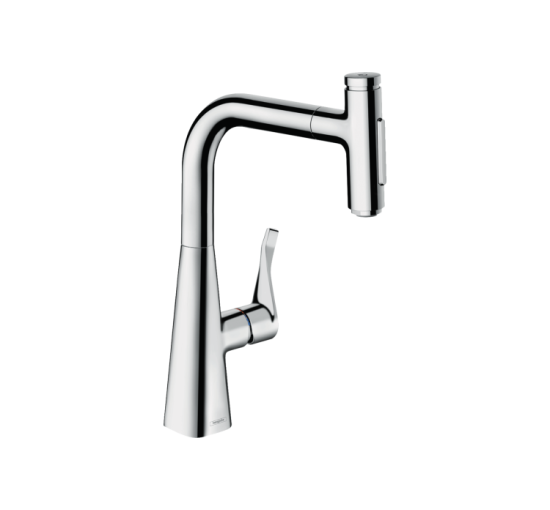 Змішувач Hansgrohe Metris Select 240 2jet кухонний з витяжним виливом Sbox (73817000)