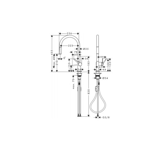 Смеситель Hansgrohe Talis 210 1jet кухонный с вытяжным изливом Matt Black (72802670)