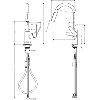 Смеситель hansgrohe Focus M41 для кухонной мойки с выдвижным душем, хром 31833000