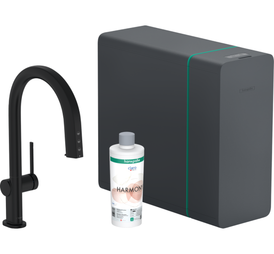 Змішувач hansgrohe Aqittura M91 SodaSystem 210 для кухонної мийки, чорний матовий 76836670