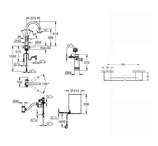 Набор Grohe смеситель для кухни с бойлером Red Duo 30083001 M-size + держатель для полотенец Selection Cube 40807000