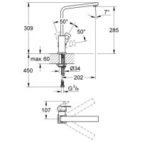 Змішувач для кухні Grohe Eurocube (31255000)