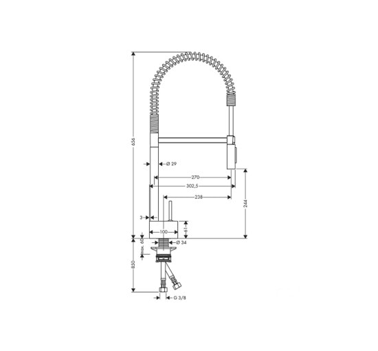 Смеситель Axor Starck 240 Semi-Pro для кухни (10820000) Chrome