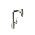 Смеситель Hansgrohe Metris Select 240 2jet кухонный с вытяжным изливом (73822800) Stainless Steel Finish