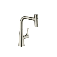 Змішувач Hansgrohe Metris Select 240 2jet кухонний з витяжним виливом (73822800) Stainless Steel Finish