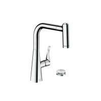 Змішувач Hansgrohe Metris Select 220 2jet кухонний на 2 отвори з витяжним виливом Sbox , Chrome (73805000)