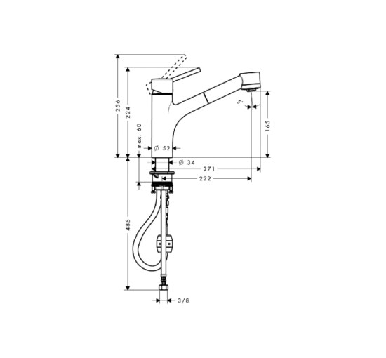 Змішувач Hansgrohe Talis S для кухні з витяжним душем (32841000)