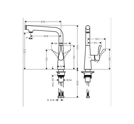 Смеситель Hansgrohe Metris Select 260 кухонный хромированный (14847000)