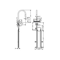 Смеситель Hansgrohe Aquno Select M81 170 3jet кухонный с вытяжным изливом Sbox (73831000)