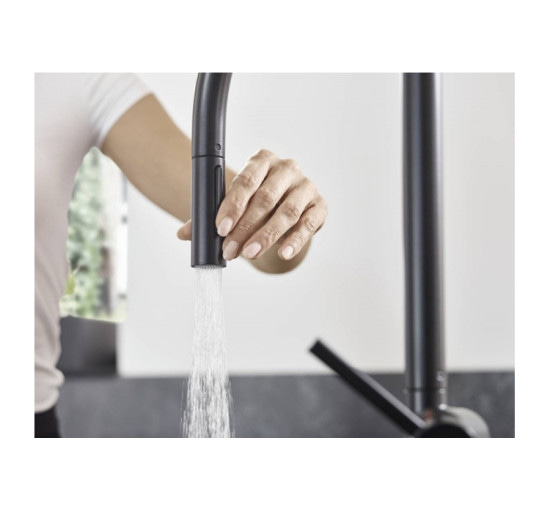 Змішувач Hansgrohe Talis 210 2jet кухонний з витяжним виливом Sbox (72801670) Black Matt