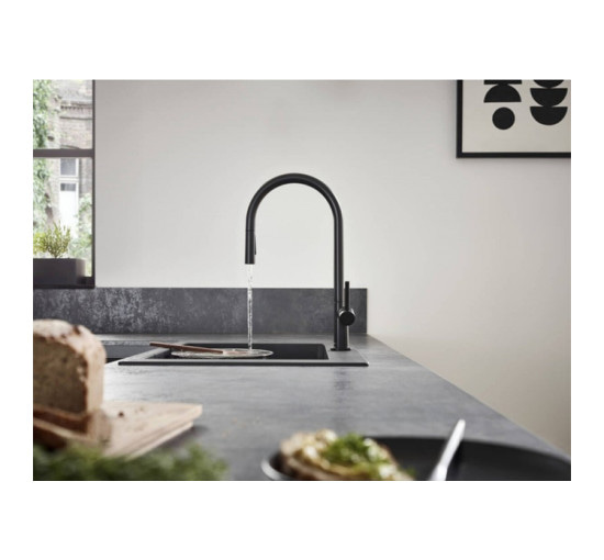 Змішувач Hansgrohe Talis 210 2jet кухонний з витяжним виливом Sbox (72801670) Black Matt