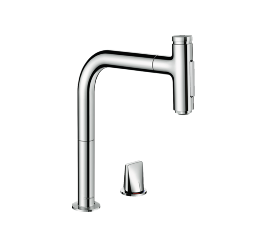 Змішувач Hansgrohe Metris Select 200 кухонний з витяжним виливом 2Jet на 2 отвори Sbox (73818000)