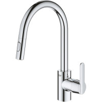 Смеситель для кухни с выдвижной воронкой GROHE Get хром латунь 31484001