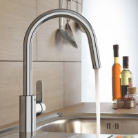 Смеситель для кухни с выдвижной воронкой GROHE Get хром латунь 31484001