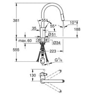 Смеситель для кухни с выдвижной воронкой GROHE Get хром латунь 31484001