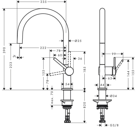 Змішувач hansgrohe Talis M54 для кухонної мийки, чорний матовий 72843670