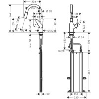 Смеситель hansgrohe Focus M42 для кухонной мойки с выдвижным душем, хром 71821000