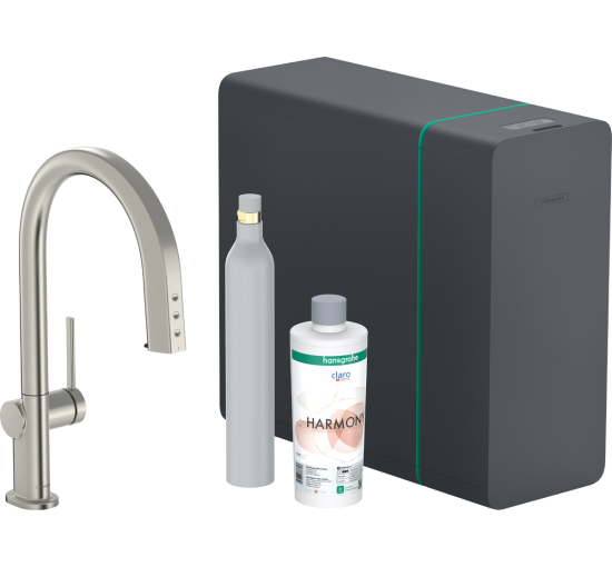 Змішувач hansgrohe Aqittura M91 SodaSystem 210 для кухонної мийки, під сталь 76806800
