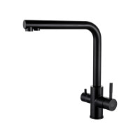 Комбінований змішувач на кухню чорний на 4 води Nett FBB-33