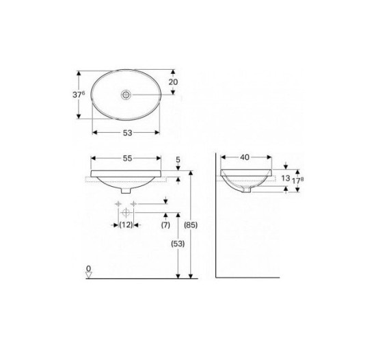 Умивальник VariForm 55 (500.719.01.2) Geberit