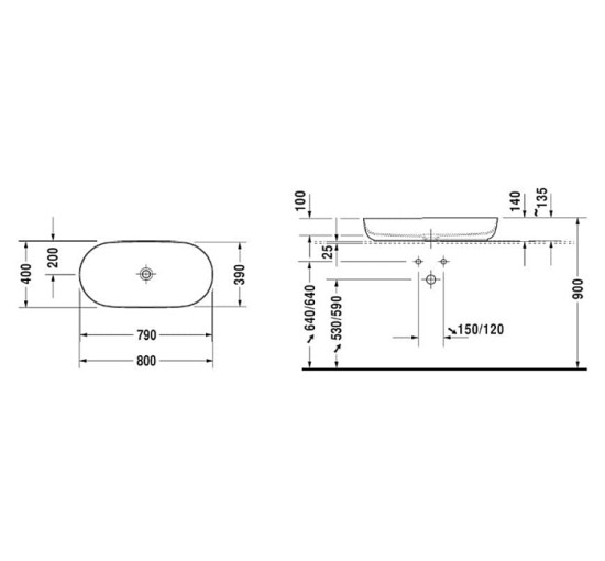 Умывальник на столешницу Duravit LUV 80x40 см (0379800000) белый