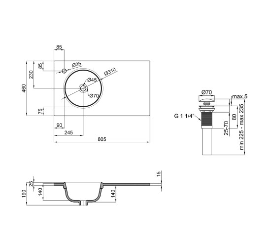 Раковина Qtap Virgo 800х460х300 White с донным клапаном QT1811FL8130ALLW