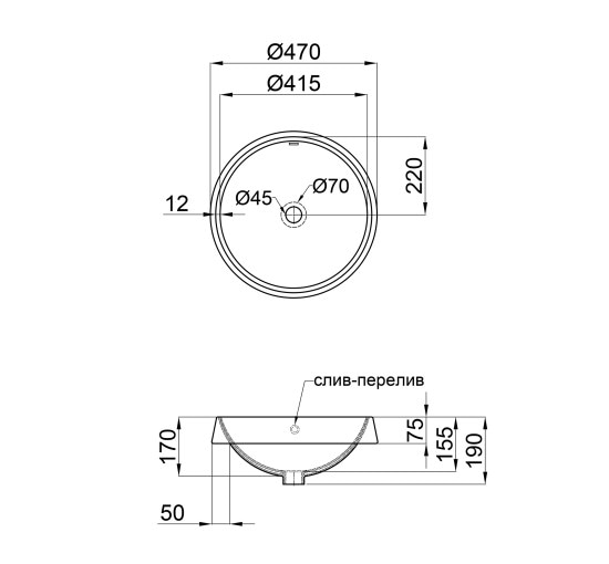 Раковина Qtap Jay 475х475х200 White з донним клапаном QT0711K305W