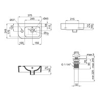 Раковина Qtap Tern 375х245х135 White с донным клапаном QT171110100LW