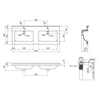 Раковина двойная Qtap Albatross 1210х467х195 White с донным клапаном QT0111FL8167GW