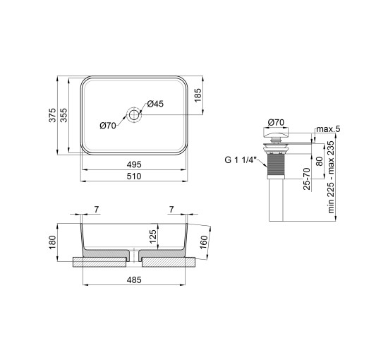 Раковина-чаша Qtap Tern 500х370х200 White з донним клапаном QT1711A048W