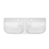 Раковина подвесная двойная моноблок Qtap Virgo 1000х410х360 White с донным клапаном QT1811G760W