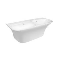 Раковина подвесная двойная моноблок Qtap Virgo 1000х410х360 White с донным клапаном QT1811G760W