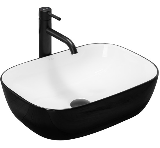 умивальник Rea Belinda 33,5x46,5 black & white (REA-U6332)