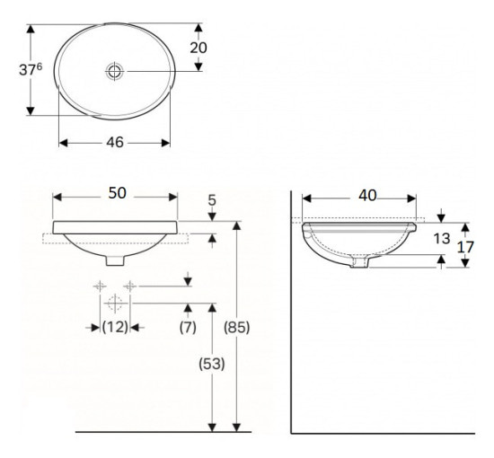 Умывальник VariForm 50 (500.711.01.2) Geberit