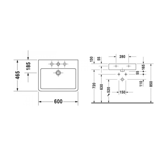 Умывальник мебельный Duravit VERO 60х47 см (0454600027)