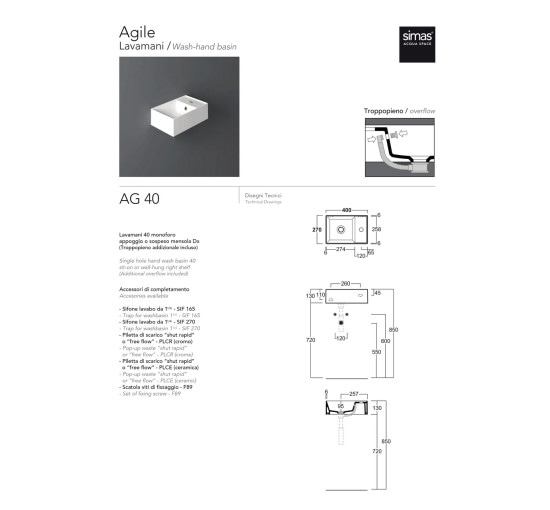 Умывальник SIMAS AG 40 Agile (AG40) Black matt