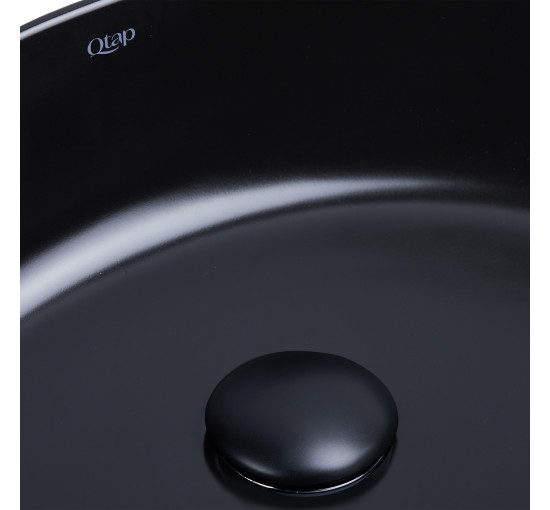 Раковина-чаша Qtap Leo 450х305х160 Matt black з донним клапаном QT1111A052MB