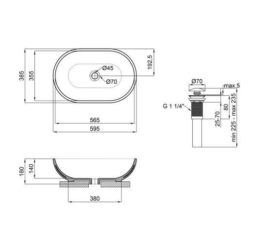 Раковина-чаша Qtap Leo 585х380х180 White з донним клапаном QT1111A028W