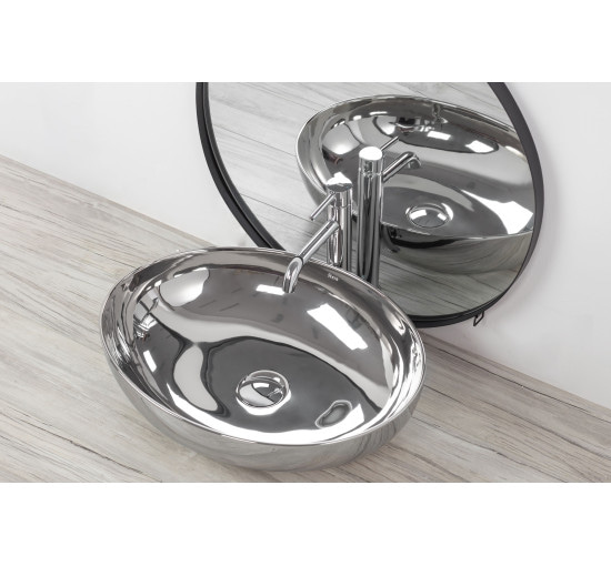 Умивальник керамічний на стільницю Rea Carola Slim Silver (7841109393)
