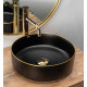 умывальник Rea Sami 36x36 black matt/gold (REA-U0595)