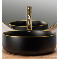 умывальник Rea Sami 36x36 black matt/gold (REA-U0595)